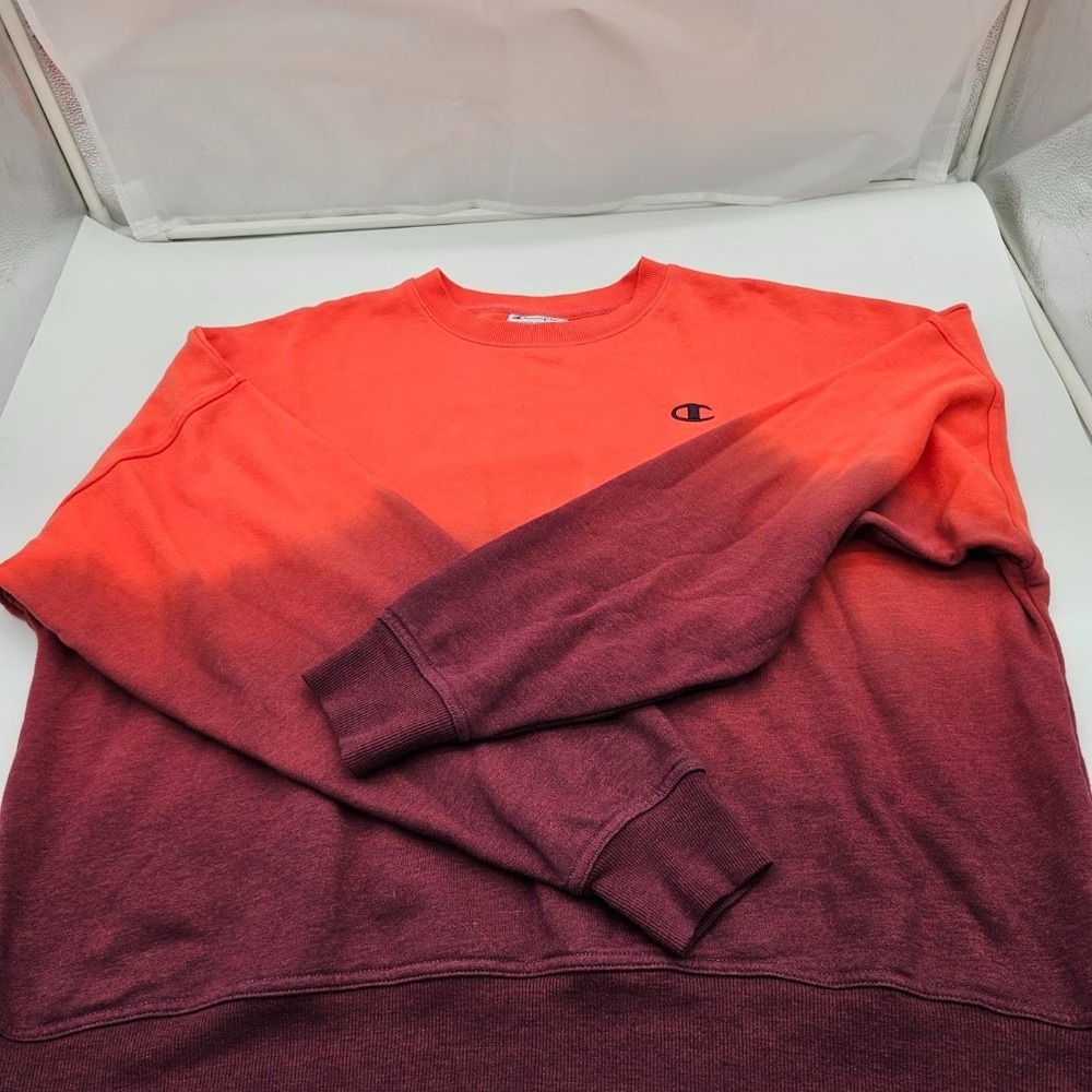 Champion Mens Sweatpants Fleece Shirt XLarge Orange Burgundy Ombre Joggers Set - Picture 2 of 12